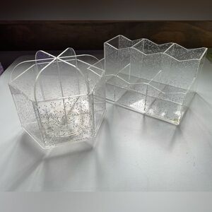 Two Piece Clear Glitter Organizer Set